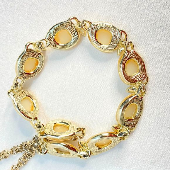 Judy Lee Choker Necklace Gold Tone Chain With Frost Shell Links - Picture 7 of 11